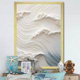 White And Blue Wave Papercut Style I - Coastal Canvas Wall Art