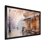 Peach Impressionist Cafe In Paris - Cityscapes Canvas Wall Art