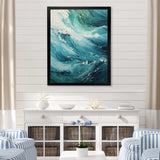 Ocean Teal Wave Expression - Coastal Canvas Wall Art