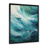 Ocean Teal Wave Expression - Coastal Canvas Wall Art