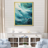 Ocean Teal Wave Expression - Coastal Canvas Wall Art