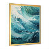 Ocean Teal Wave Expression - Coastal Canvas Wall Art