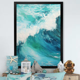 Ocean Teal Wave Expression I - Coastal Canvas Wall Art