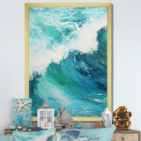 Ocean Teal Wave Expression I - Coastal Canvas Wall Art