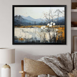 Minimalism Beige And Blue Countryside IV - Landscapes Canvas Wall Art