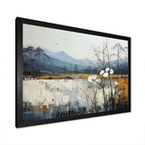 Minimalism Beige And Blue Countryside IV - Landscapes Canvas Wall Art