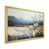 Minimalism Beige And Blue Countryside IV - Landscapes Canvas Wall Art