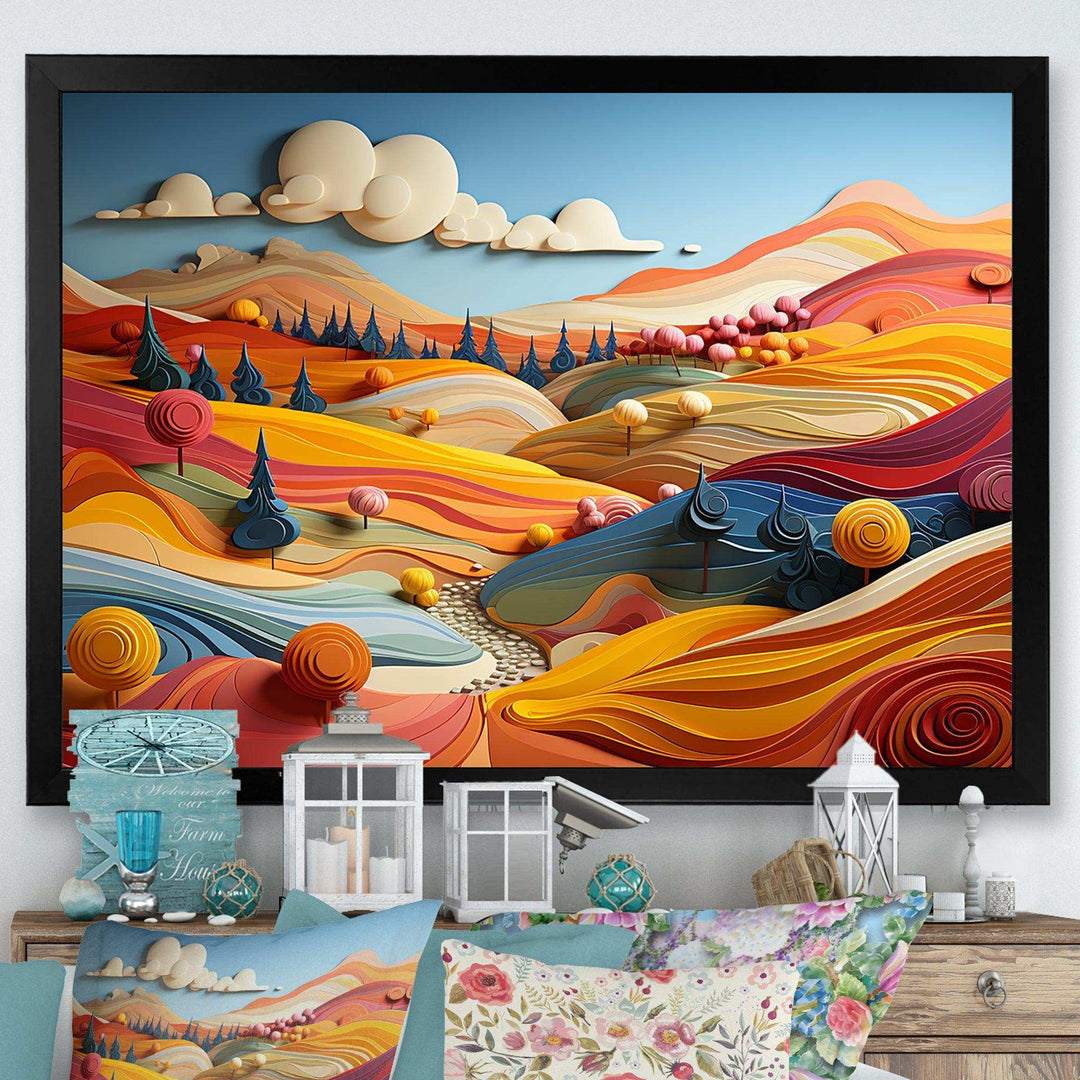 Whimsical Fields Of Color Landscape - Landscapes Canvas Wall Art