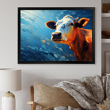 Blue And Orange Cow Flow - Cow Large Canvas Wall Art