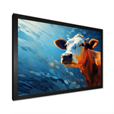 Blue And Orange Cow Flow - Cow Large Canvas Wall Art