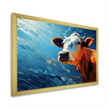 Blue And Orange Cow Flow - Cow Large Canvas Wall Art