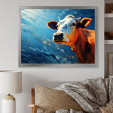 Blue And Orange Cow Flow - Cow Large Canvas Wall Art
