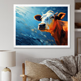 Blue And Orange Cow Flow - Cow Large Canvas Wall Art