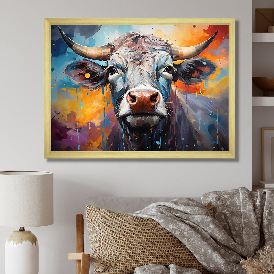Celestial Colorful Cattle - Cow Bedroom Wall Art