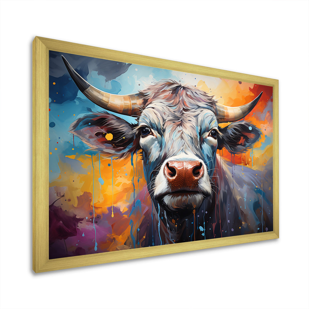 Celestial Colorful Cattle - Cow Bedroom Wall Art
