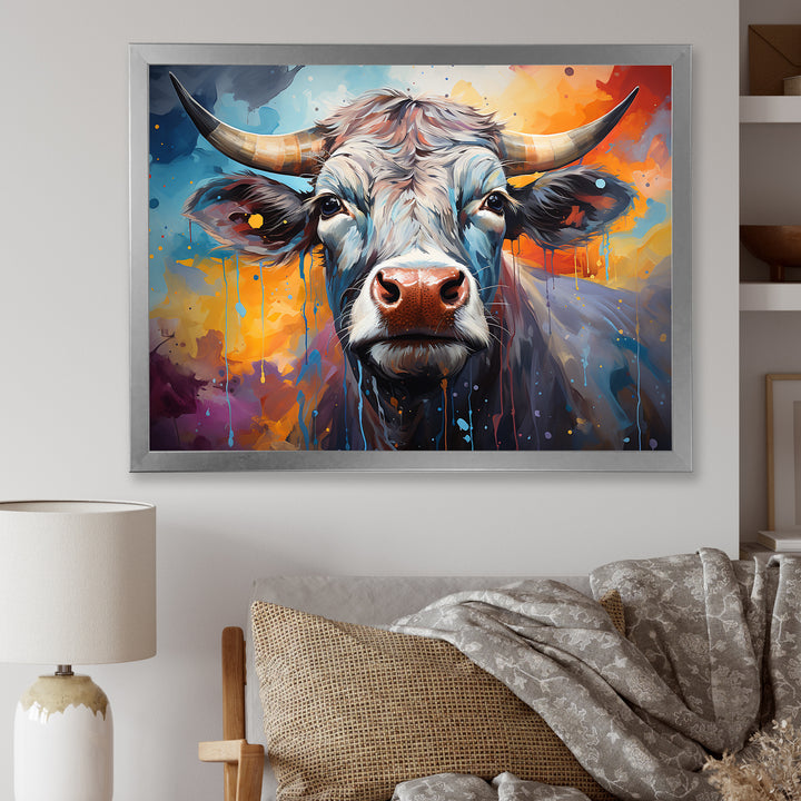Celestial Colorful Cattle - Cow Bedroom Wall Art