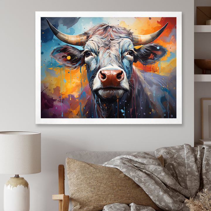 Celestial Colorful Cattle - Cow Bedroom Wall Art