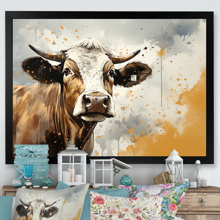 Cow Portrait In Sepia Tones - Cow Canvas Wall Art