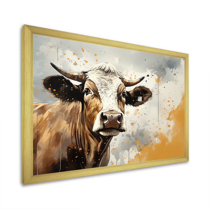 Cow Portrait In Sepia Tones - Cow Canvas Wall Art