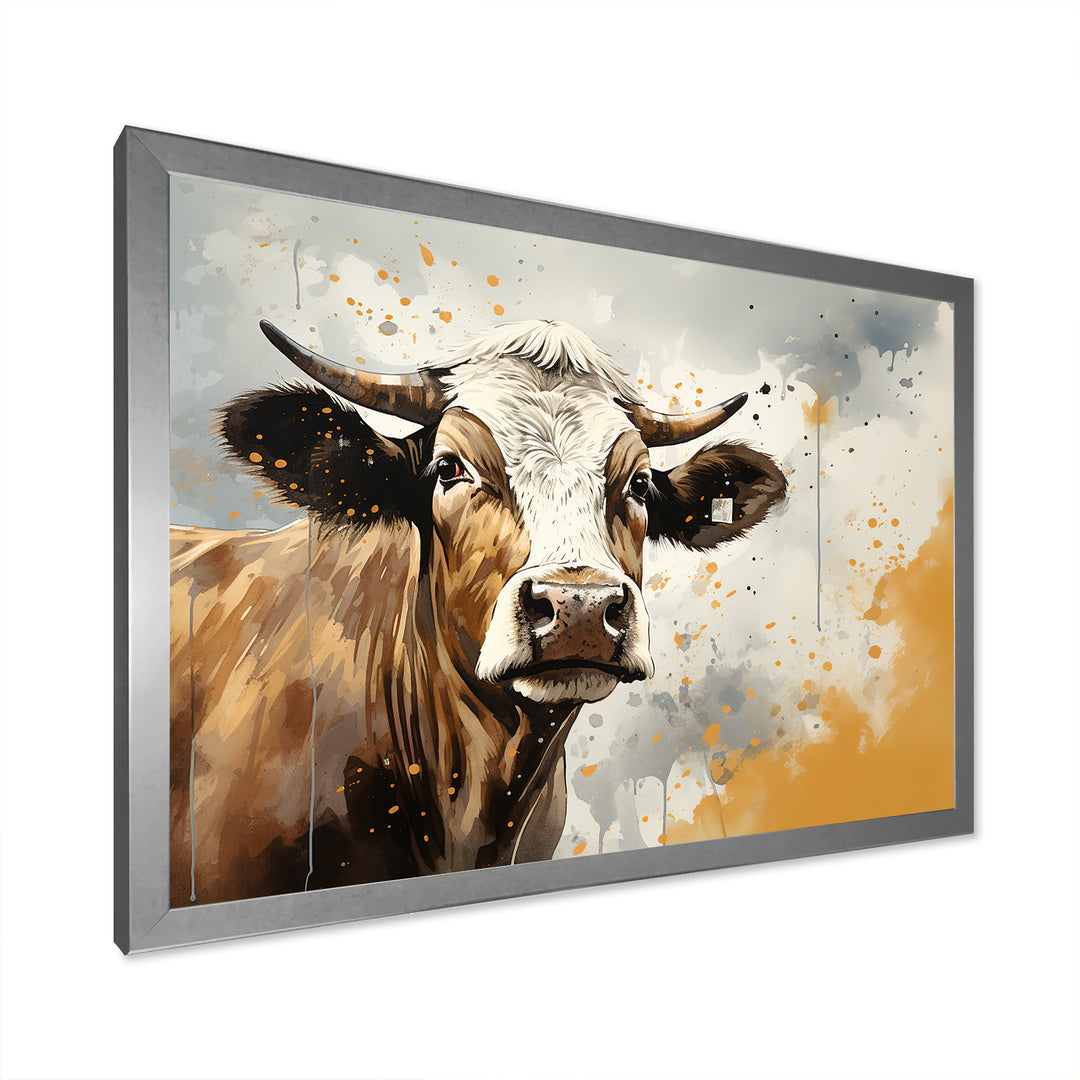 Cow Portrait In Sepia Tones - Cow Canvas Wall Art