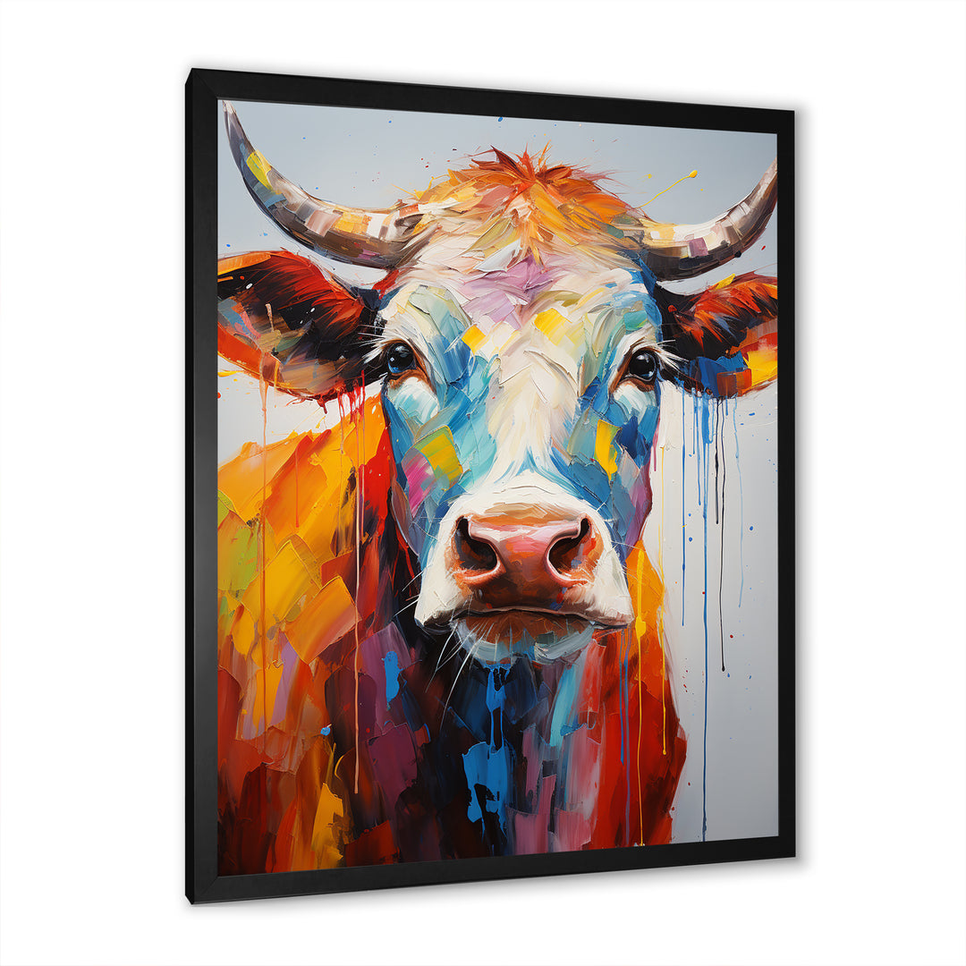 Colorful Cow Expressionist Portrait - Cow Wall Art Prints