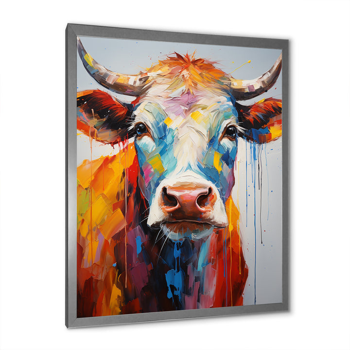 Colorful Cow Expressionist Portrait - Cow Wall Art Prints