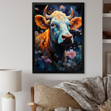 Fantasy Cow In Enchanted Lands - Blue Cow Wall Art