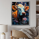 Fantasy Cow In Enchanted Lands - Blue Cow Wall Art