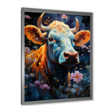 Fantasy Cow In Enchanted Lands - Blue Cow Wall Art
