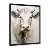 Minimalism Beige Cow Portrait - Cow Large Canvas Wall Art