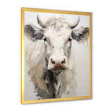 Minimalism Beige Cow Portrait - Cow Large Canvas Wall Art