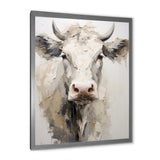 Minimalism Beige Cow Portrait - Cow Large Canvas Wall Art