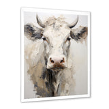 Minimalism Beige Cow Portrait - Cow Large Canvas Wall Art