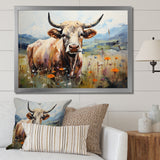 Cow In Pastel Fields - Cow Bedroom Wall Art