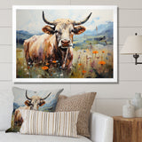 Cow In Pastel Fields - Cow Bedroom Wall Art