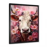 Romanticism Pink Cow Portrait - Cow Canvas Wall Art