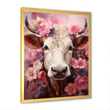 Romanticism Pink Cow Portrait - Cow Canvas Wall Art