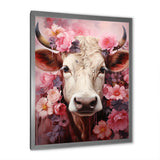 Romanticism Pink Cow Portrait - Cow Canvas Wall Art