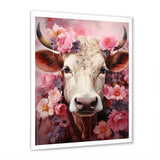 Romanticism Pink Cow Portrait - Cow Canvas Wall Art