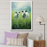 Cow In Verdant Pastures - Green Cow Wall Art