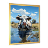 Cow In Tranquil Pasture - Cow Framed Canvas Art