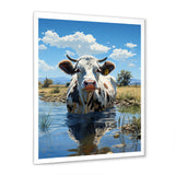 Cow In Tranquil Pasture - Cow Framed Canvas Art