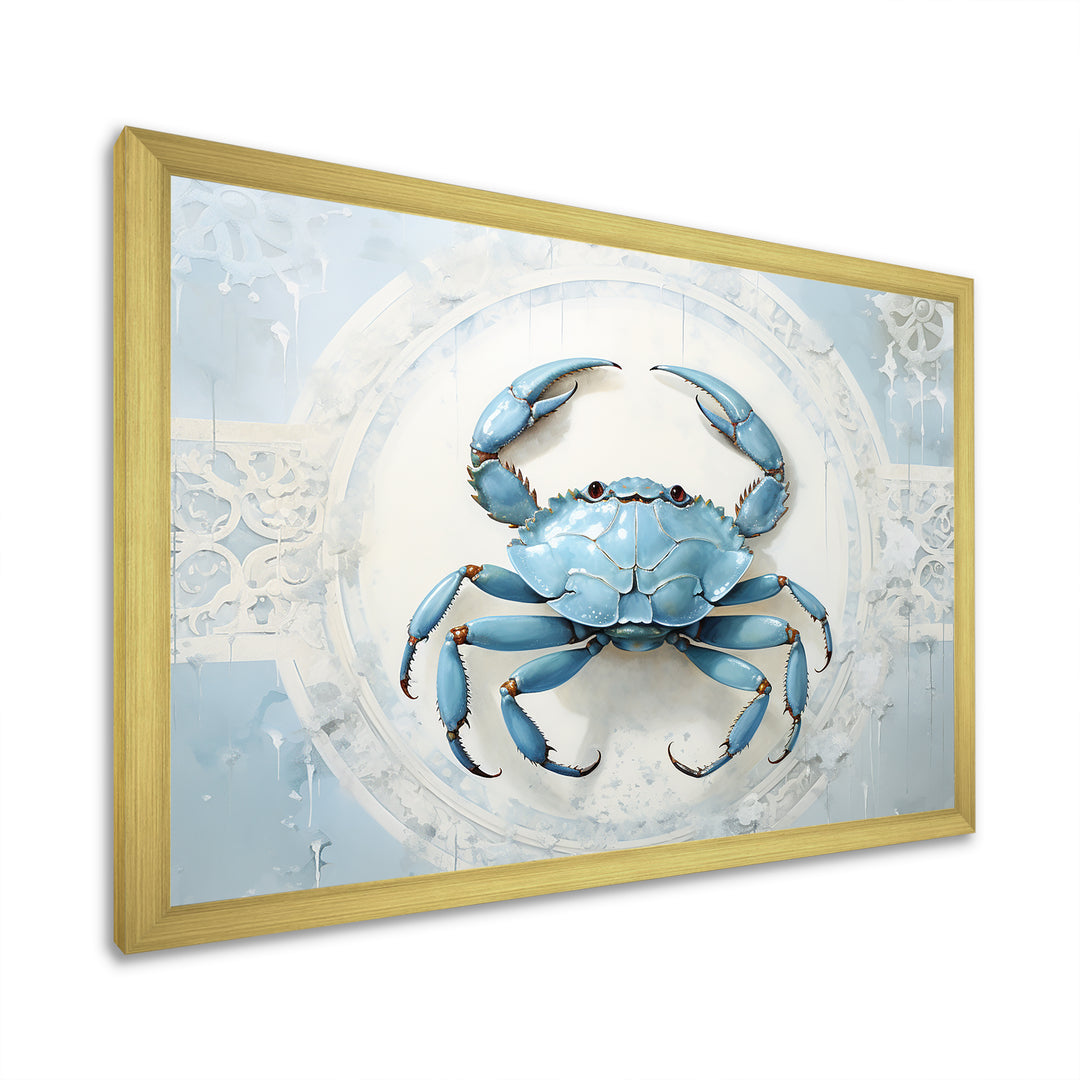 Minimalism Blue Crab Impression - Crab Bedroom Wall Art