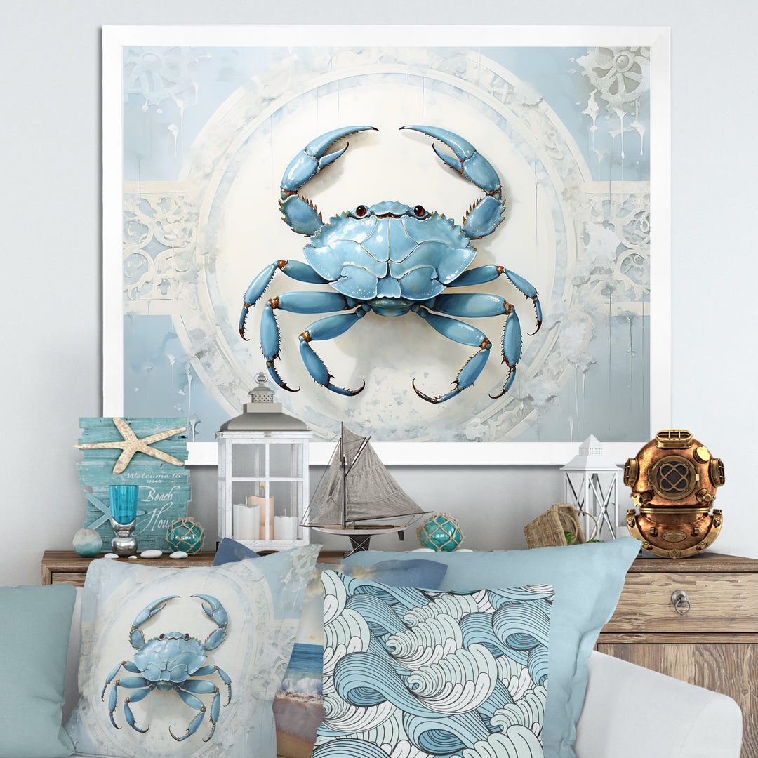 Minimalism Blue Crab Impression - Crab Bedroom Wall Art
