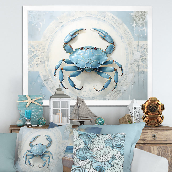 Minimalism Blue Crab Impression - Crab Bedroom Wall Art