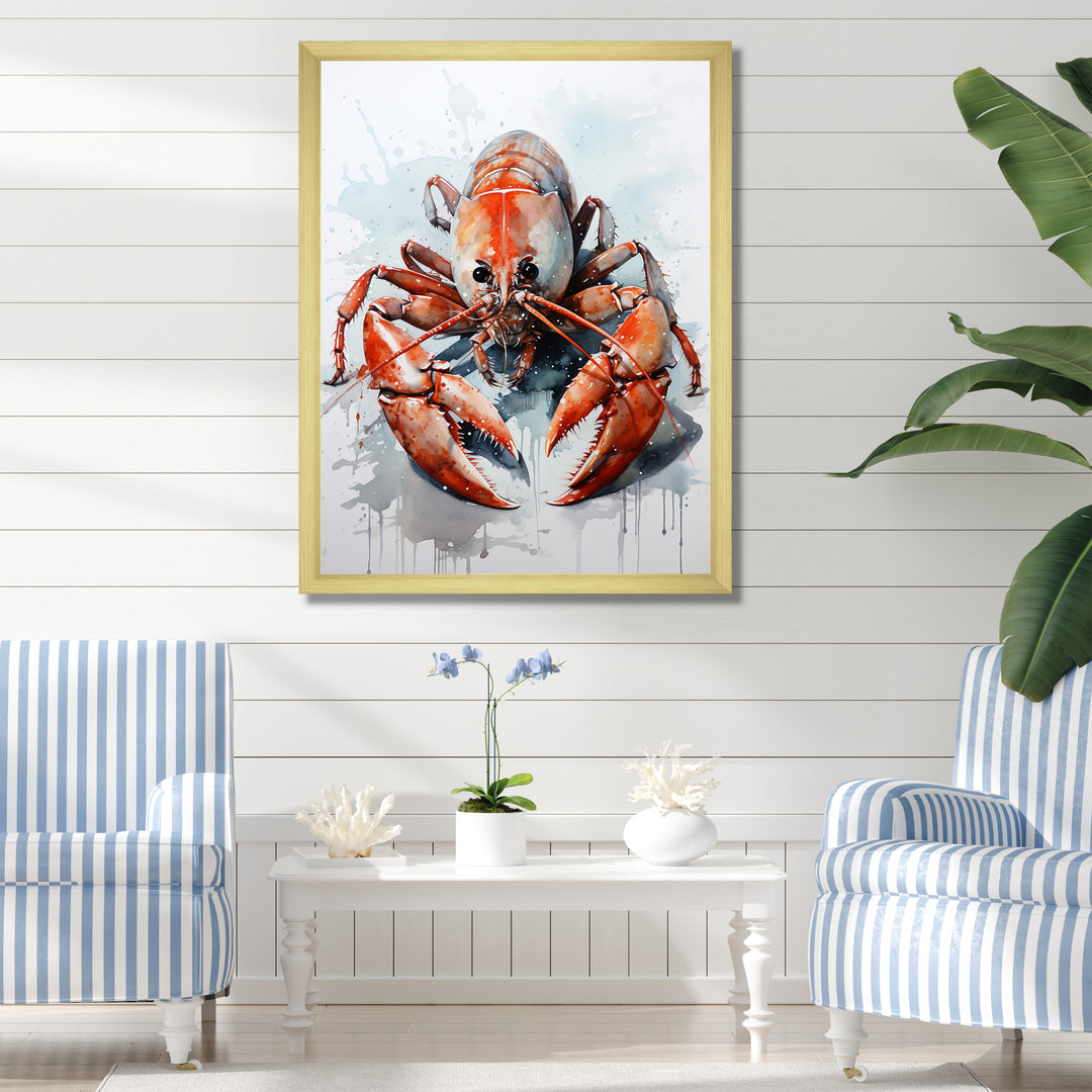Minimalism Red Crayfish Impression - Crayfish Wall Decor
