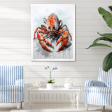 Minimalism Red Crayfish Impression - Crayfish Wall Decor
