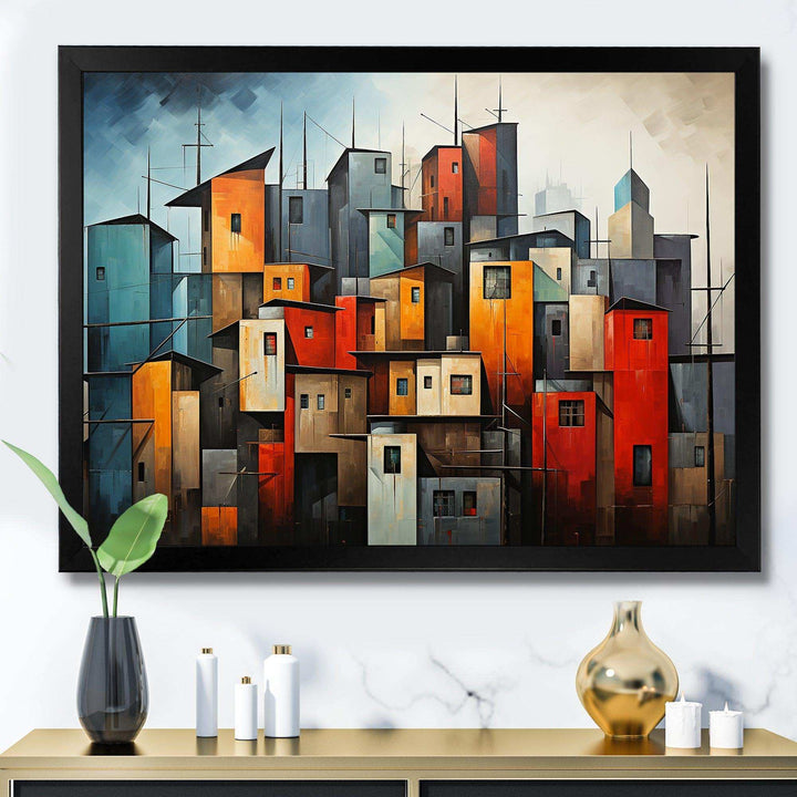 Cubist Urbanism Horizon III - Abstract Canvas Wall Art