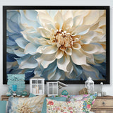 White And Blue Dahlia Flower Minimalism - Floral Canvas Wall Art