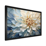 White And Blue Dahlia Flower Minimalism - Floral Canvas Wall Art